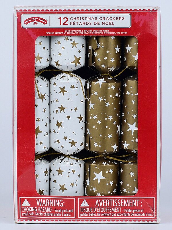 White & Gold With Gold & White Stars Christmas Cracker Bon Bons - 12 x 30cm — image 2