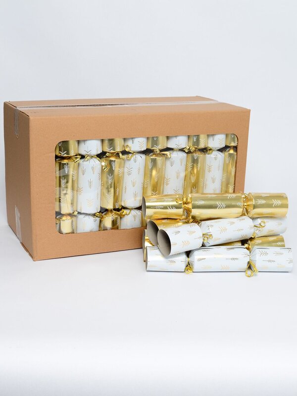 White & Gold With Pine Christmas Tree Branches Print Bon Bons - 50 x 30cm — image 2