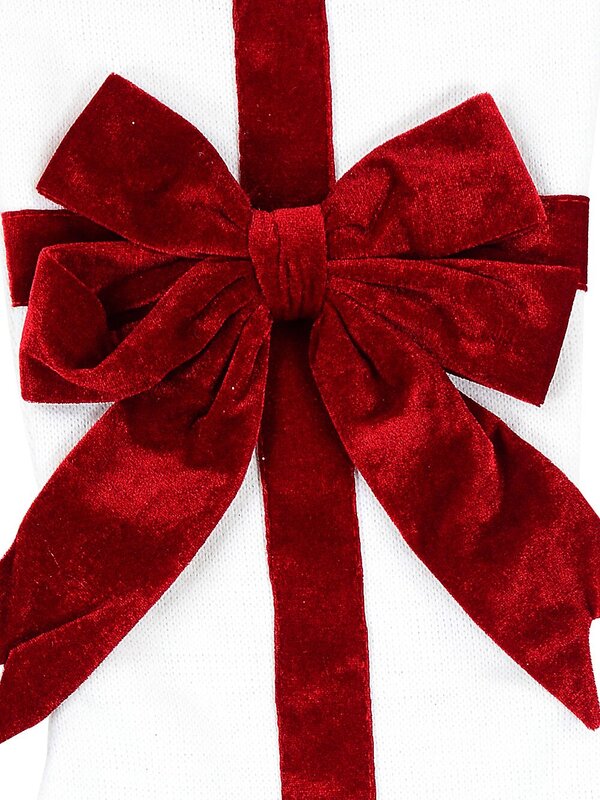 White Hessian Gift Wrap Stocking With Red Velvet 3D Bow | 45cm — image 4