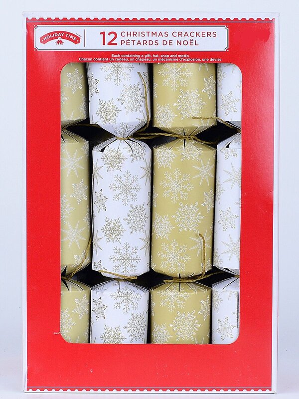 White & Matte Gold Snowflakes Christmas Cracker Bon Bons - 12 x 30cm — image 2