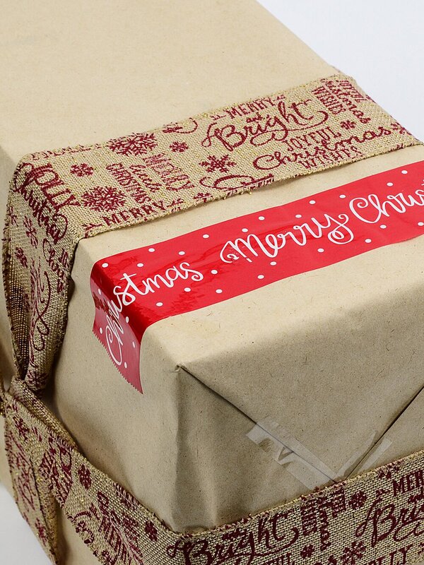 White Merry Christmas On Red Gift Wrapping Tape | 15m x 50mm — image 3