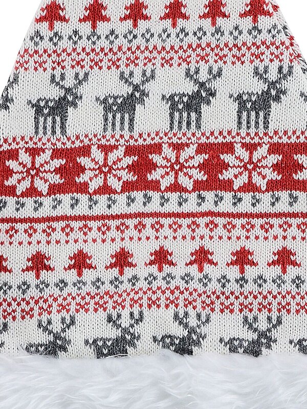 White Red Grey Ugly Sweater Knitted Santa Hat | One Size Fits Most — image 4