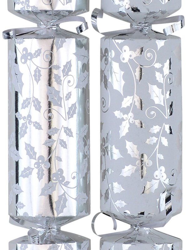White & Shiny Silver Holly Leaf Vine Christmas Cracker Bon Bons - 10 x 36cm