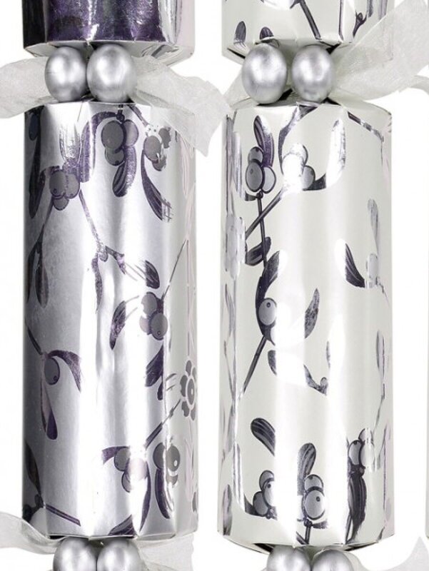 White & Silver With Silver Holly Design Christmas Cracker Bon Bons - 6 x 41cm — image 2