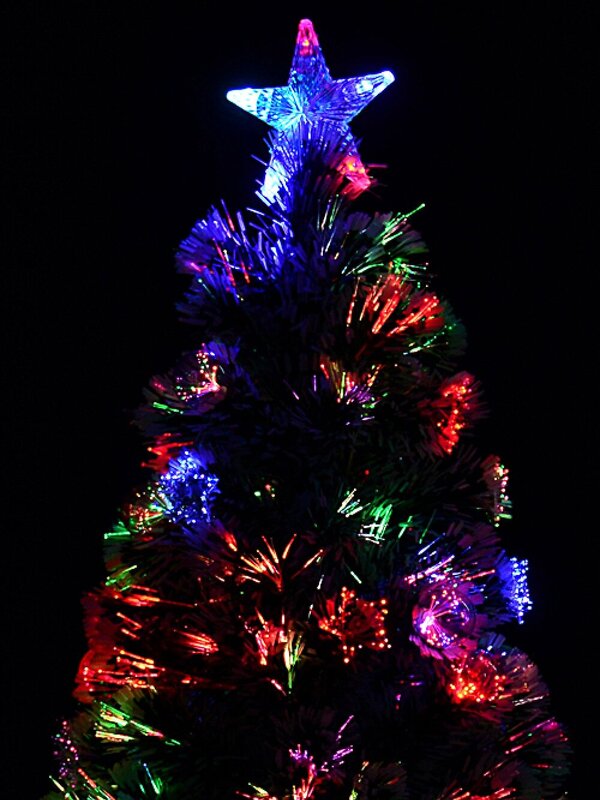 White Tips With Baubles & Stars Rotating Fibre Optic Christmas Tree - 1.2m — image 4
