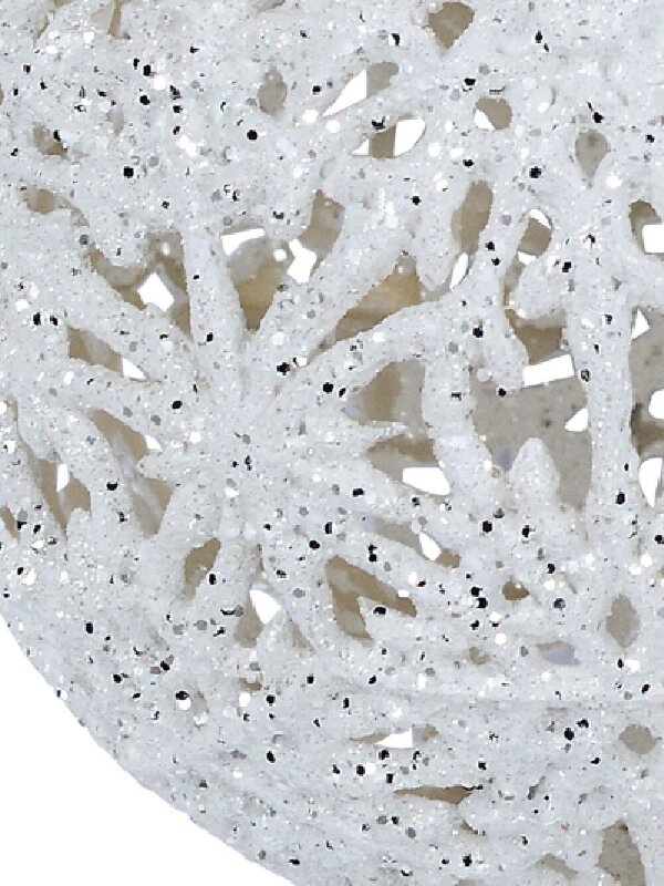 White Whimsical Signature Hollow Silver Glitter Snowflake Bauble | 14cm — image 3