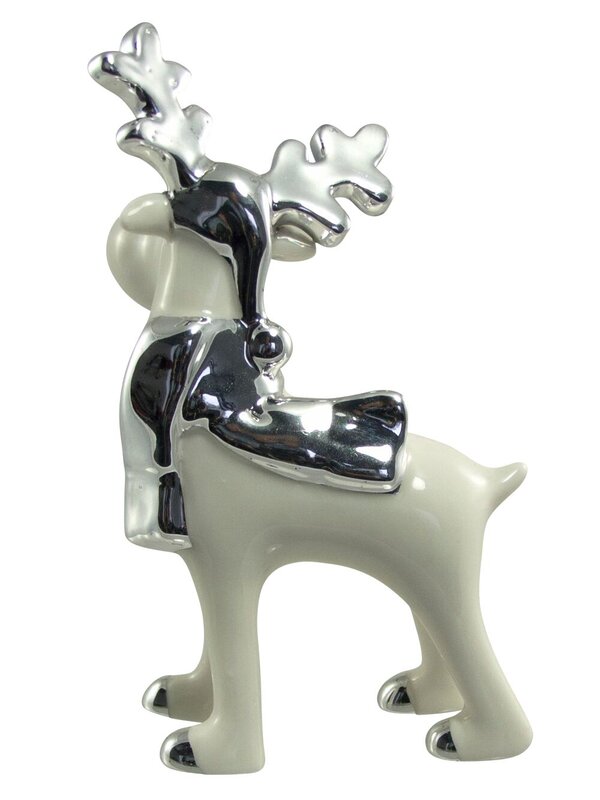 White Winter Ceramic Reindeer - 16cm