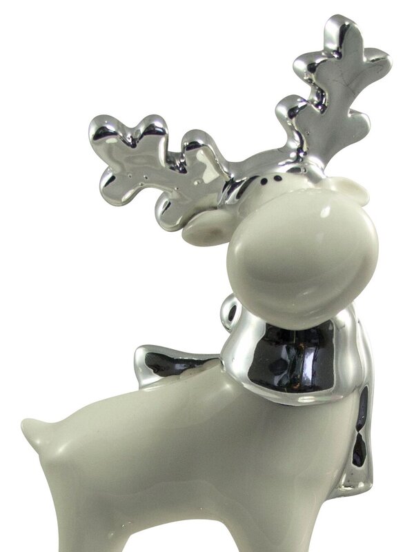 White Winter Ceramic Reindeer - 16cm