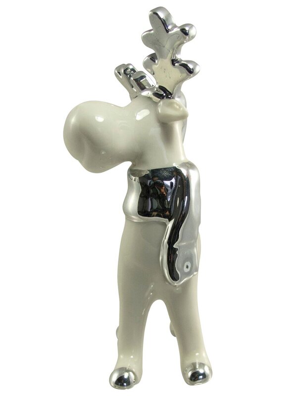 White Winter Ceramic Reindeer - 16cm