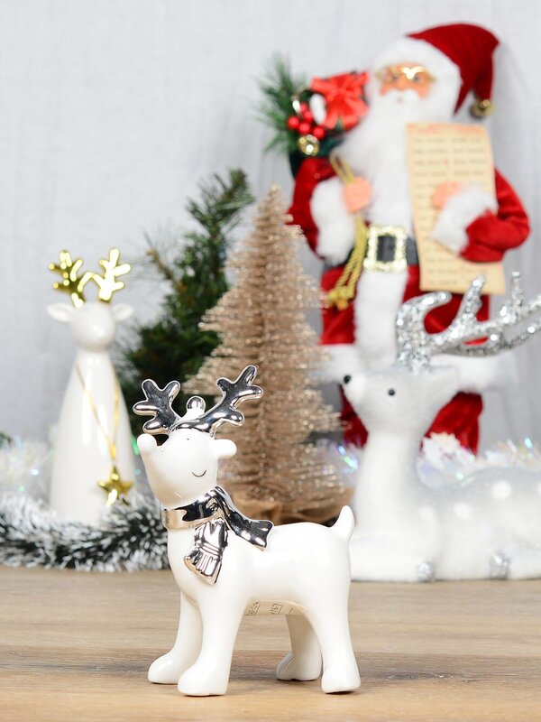 White Winter Large Reindeer With Scarf Ceramic Christmas Ornament - 17cm — image 4