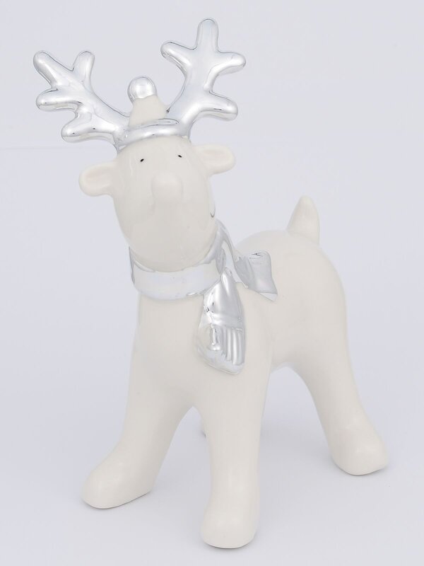 White Winter Reindeer With Scarf Ceramic Christmas Ornament - 14cm — image 3