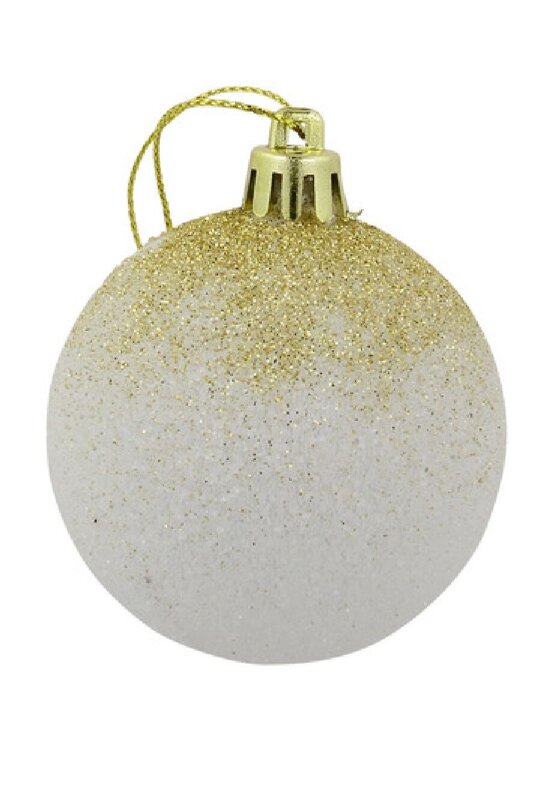 White With Gold Glitter Cascading Baubles - 6 x 60mm — image 2