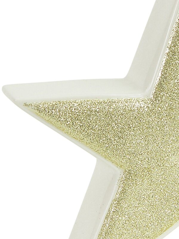 White With Gold Glitter Free Standing Star Ceramic Christmas Ornament - 17cm — image 3