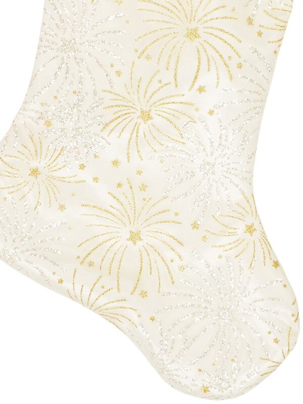 White With Gold & Iridescent Glitter Sunburst Pattern Christmas Stocking - 48cm — image 5
