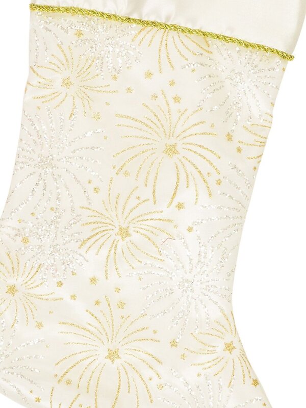 White With Gold & Iridescent Glitter Sunburst Pattern Christmas Stocking - 48cm — image 4
