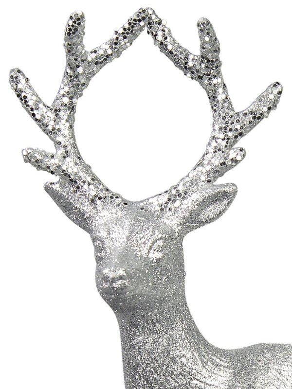 White With Silver Glitter Standing Christmas Reindeer Ornament - 32cm — image 2
