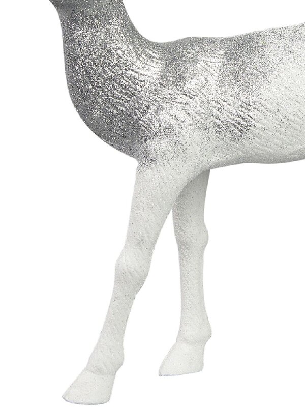 White With Silver Glitter Standing Christmas Reindeer Ornament - 32cm — image 3