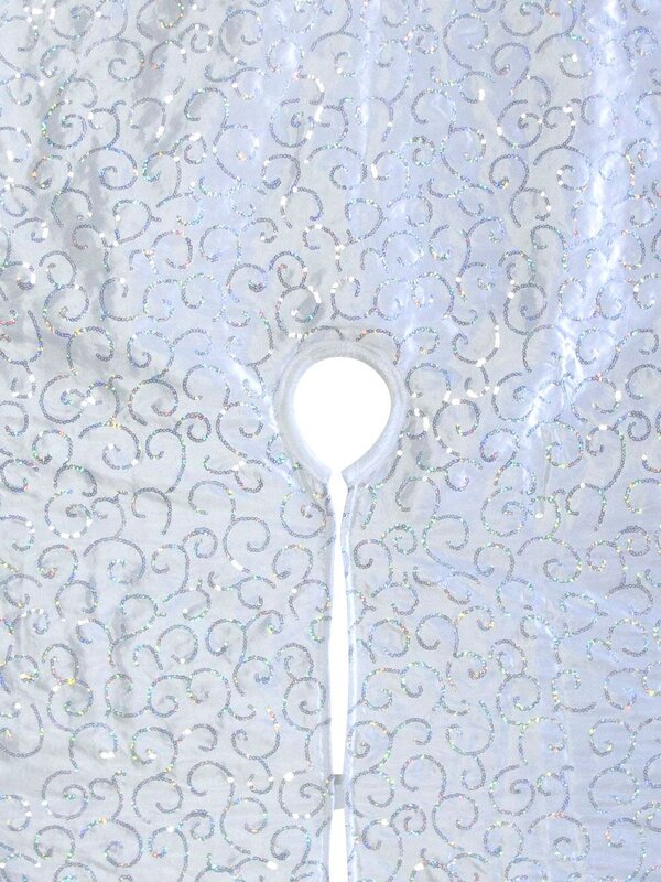 White With Silver Sequin Pattern & White Trim Tree Skirt - 1.2m — image 2