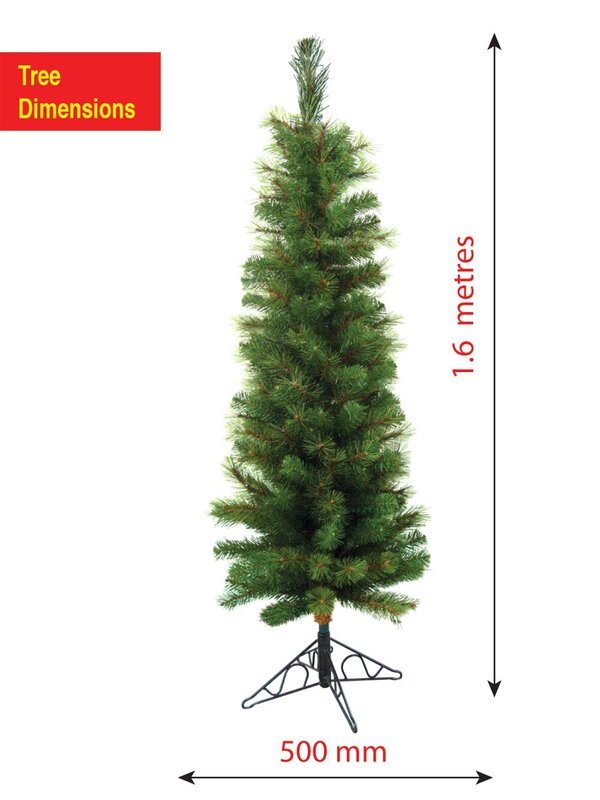 Whitney Slim Christmas Tree With Metal Base - 1.6m