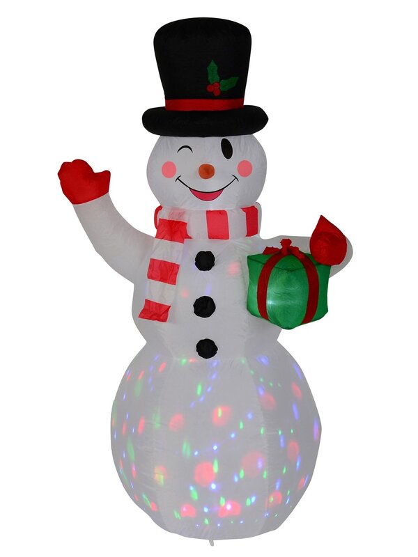 Winking Snowman With LED Disco Light Christmas Inflatable Display - 1.5m — image 2