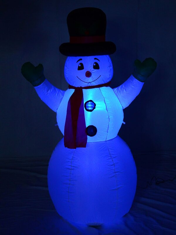 Winter Happy Snowman With Top Hat Christmas Inflatable Display - 1.5m