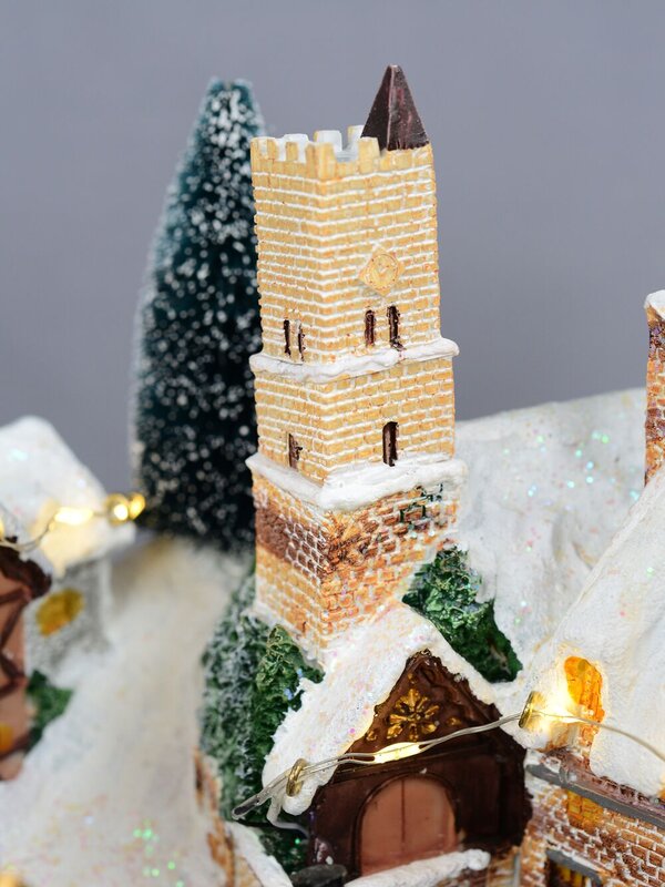 Winter Town Christmas Village Scene With LED Lights & Rotating Tree - 36cm — image 5