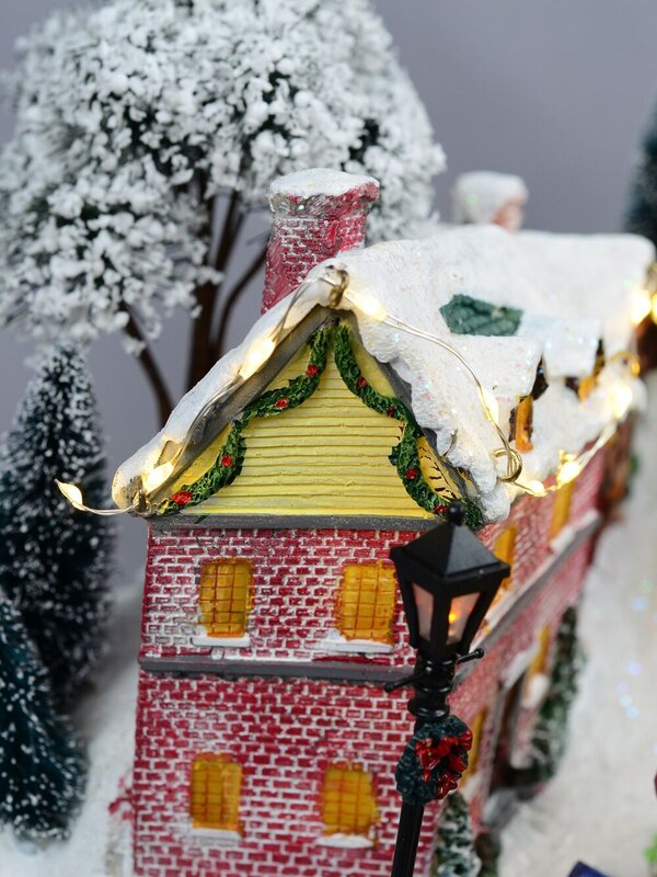 Winter Town Christmas Village Scene With LED Lights & Rotating Tree - 36cm — image 6