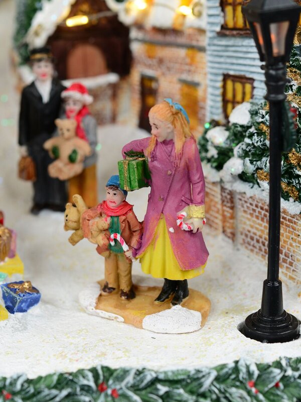 Winter Town Christmas Village Scene With LED Lights & Rotating Tree - 36cm — image 9