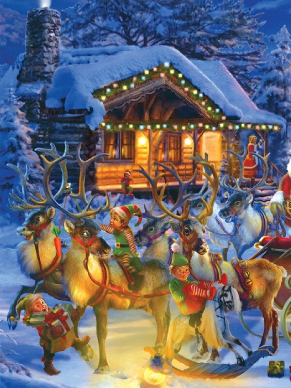 Winter Wonderland North Pole 1000 Piece Jigsaw Puzzle | Santa Village Scene — image 3