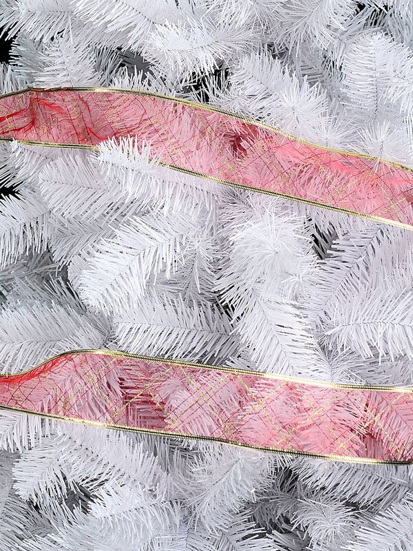 Wired Red Sheer Ribbon Red & Gold Glitter Plaid | 3m x 63mm — image 3