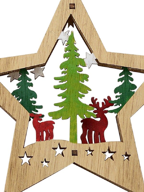 Wood Reindeer & Forest Star Scene Christmas Tree Hanging Decoration - 13cm — image 2