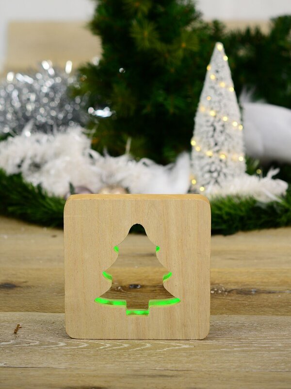 Wooden Tree Laser Cut-Out With Green SMD Christmas Ornament - 18cm — image 4