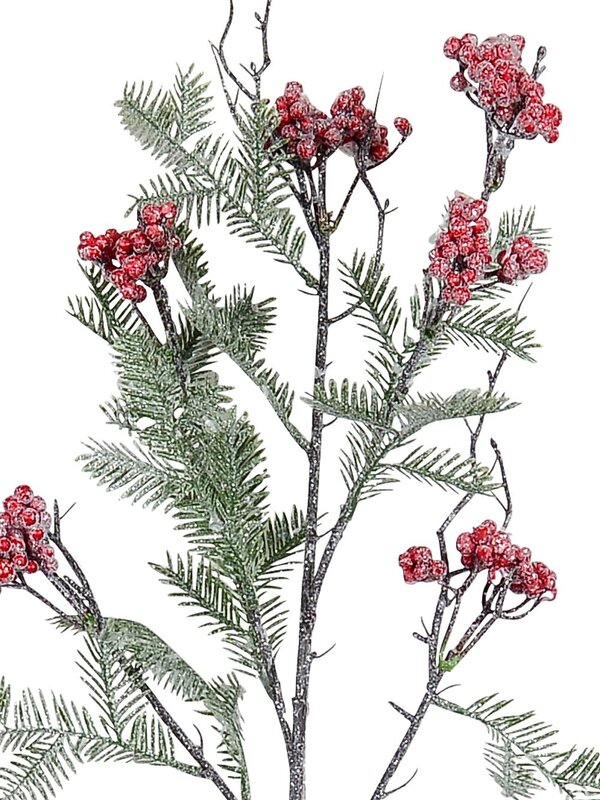 Yew Fir Look Pine With Red Berries Decorative Christmas Pine Stem - 80cm — image 3