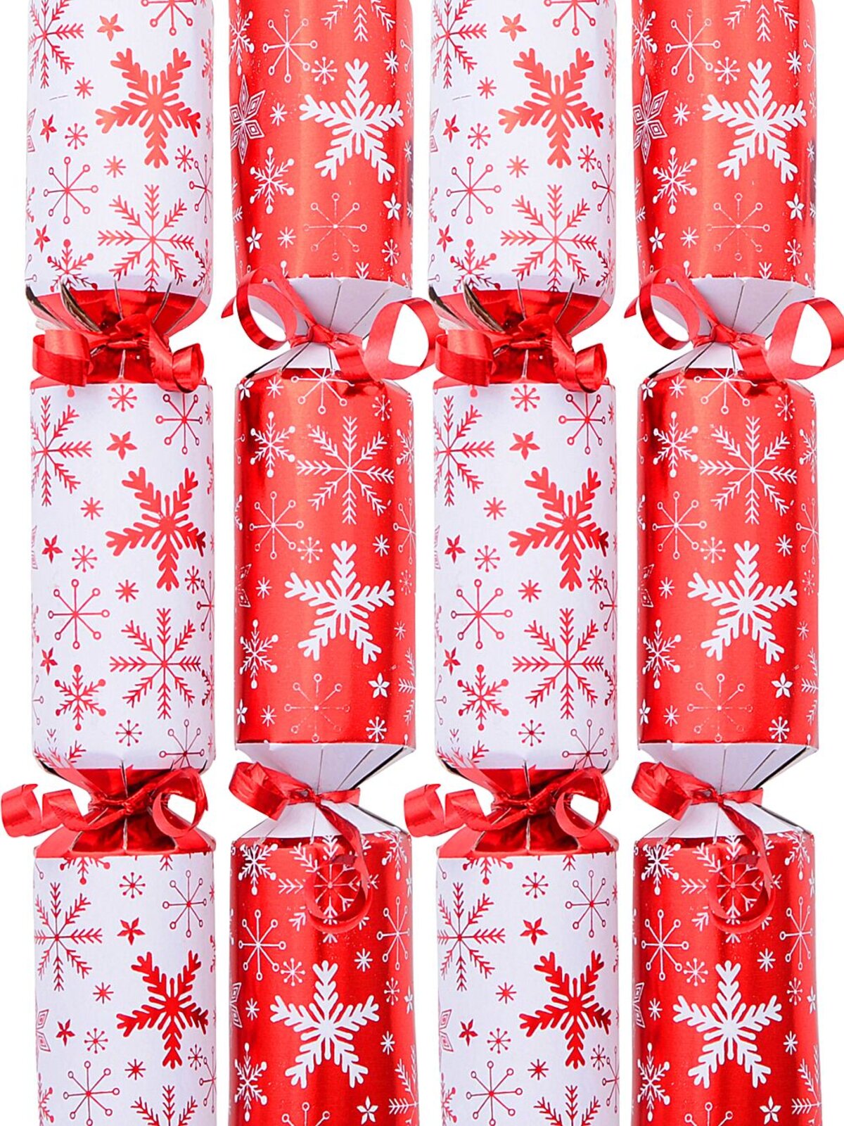 100 x 24cm Red & White Multi Style Snowflakes Small Christmas Bon Bons