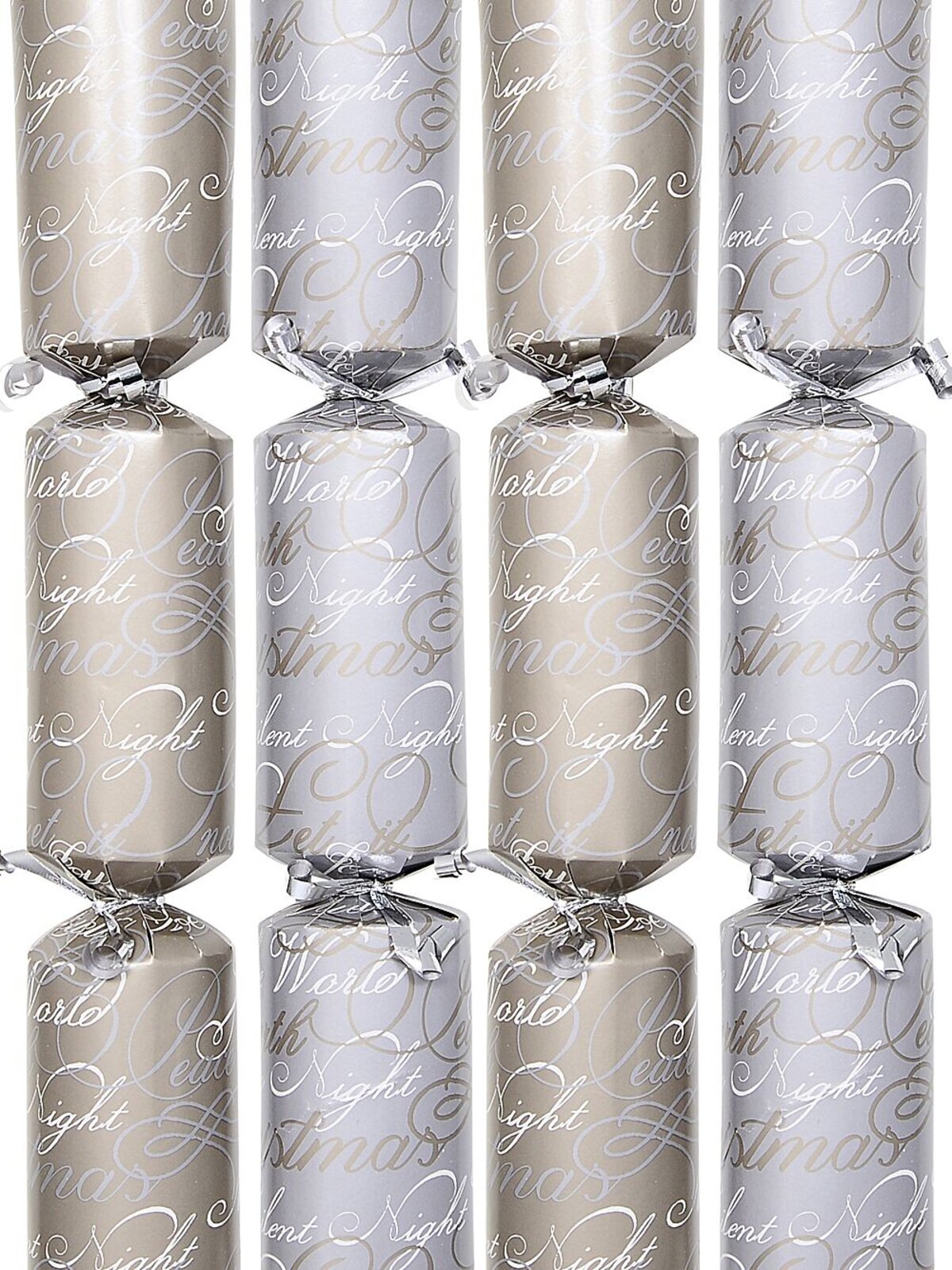 10x 30cm Matte Gold & Silver With White Christmas Text Cracker Bon Bons