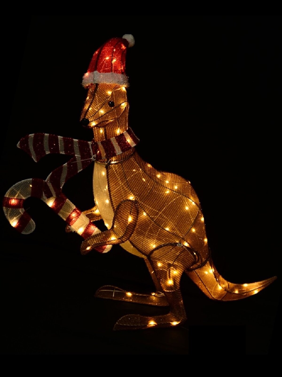 1.1m Warm White With Twinkle LED Christmas Kangaroo Fabric Light Display