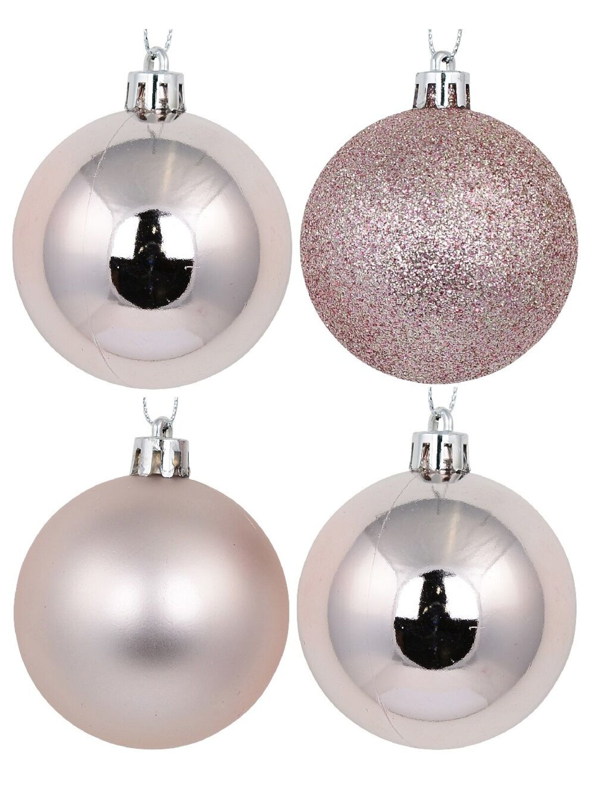 12 x 60mm Pink Glitter, Matte & Metallic Christmas Baubles