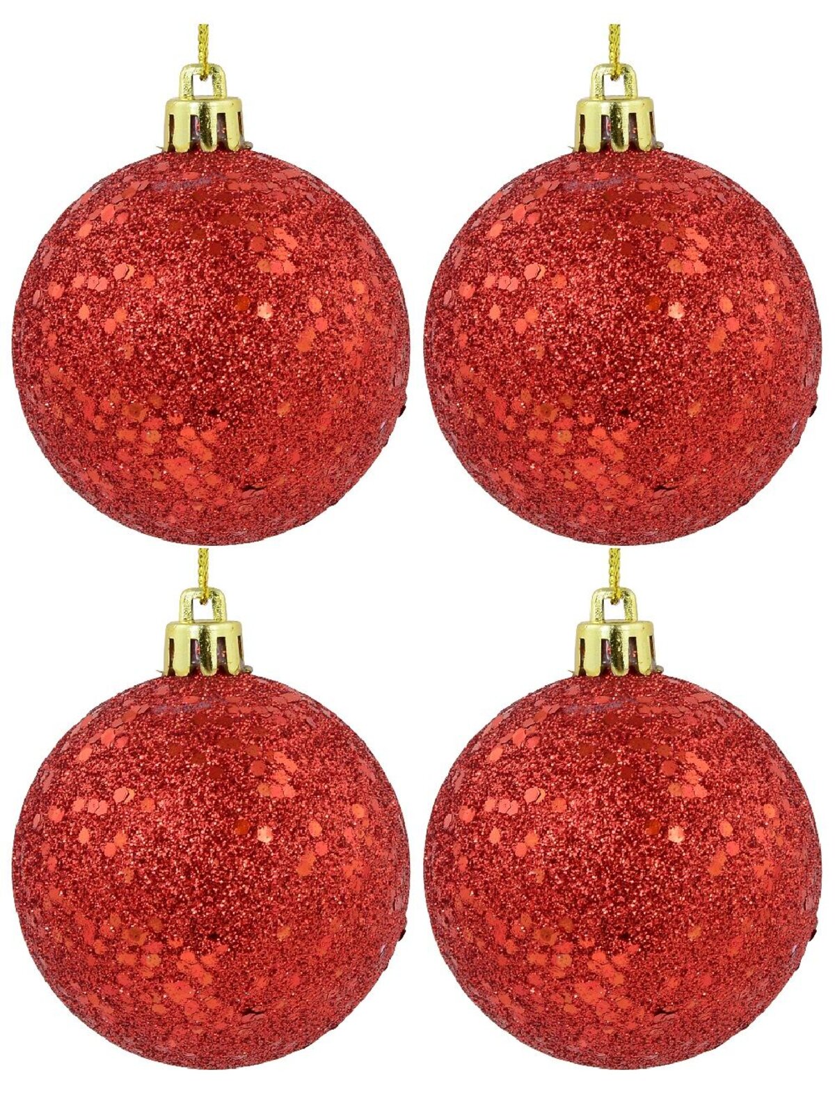 12x Lustrous Red Essential Sequin & Glitter Baubles | 60mm