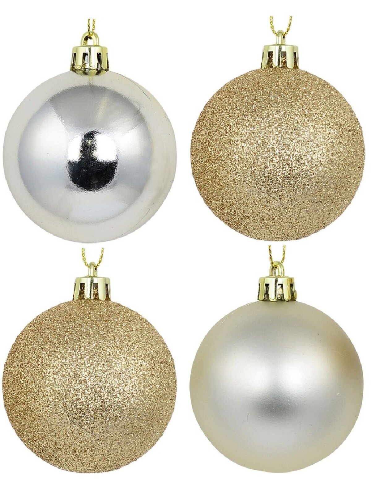 12x Timeless Champagne Essential Mixed Finish Baubles | 60mm