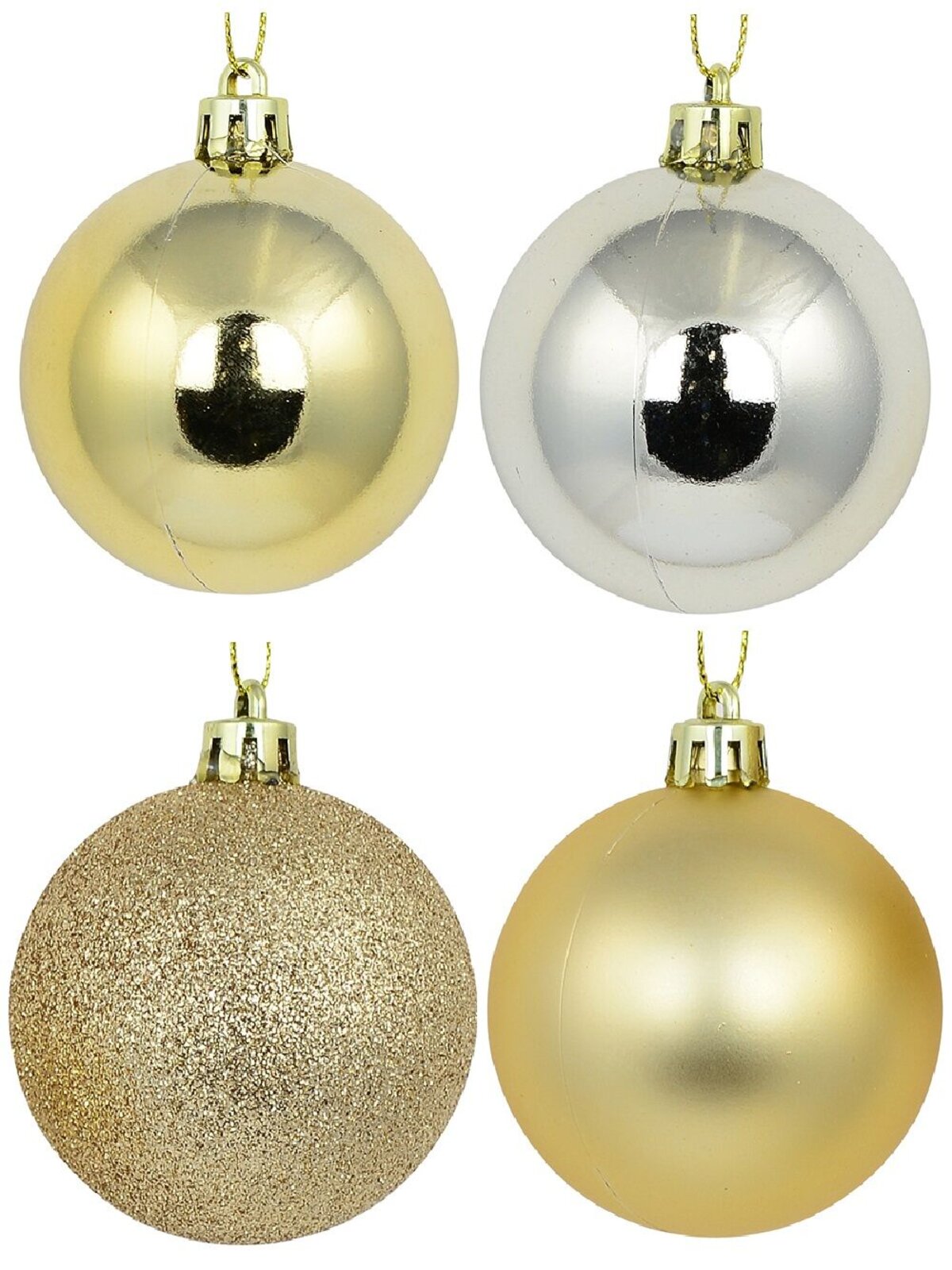 12x Timeless Gold & Light Gold Essential Mixed Finish Ball Bauble | 60mm
