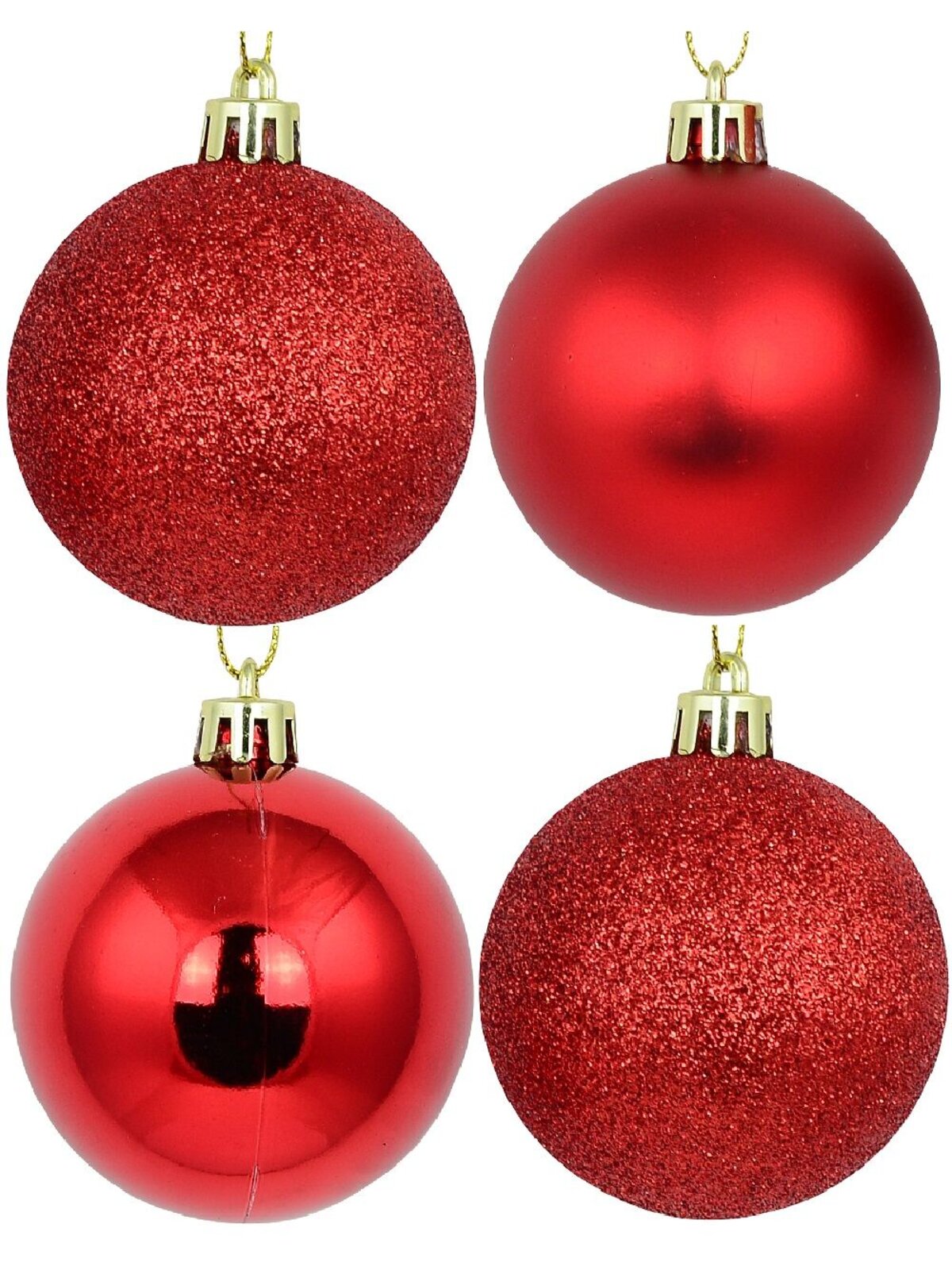 12x Timeless Red Essential Mixed Finish Baubles | 60mm