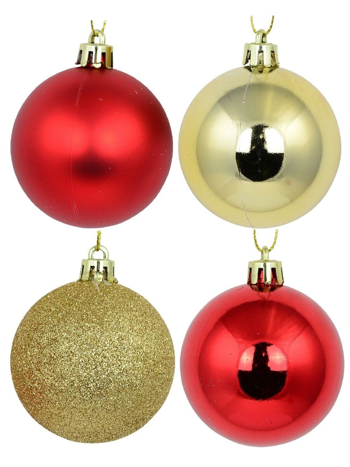 12x Timeless Red & Gold Essential Mixed Finish Baubles | 60mm