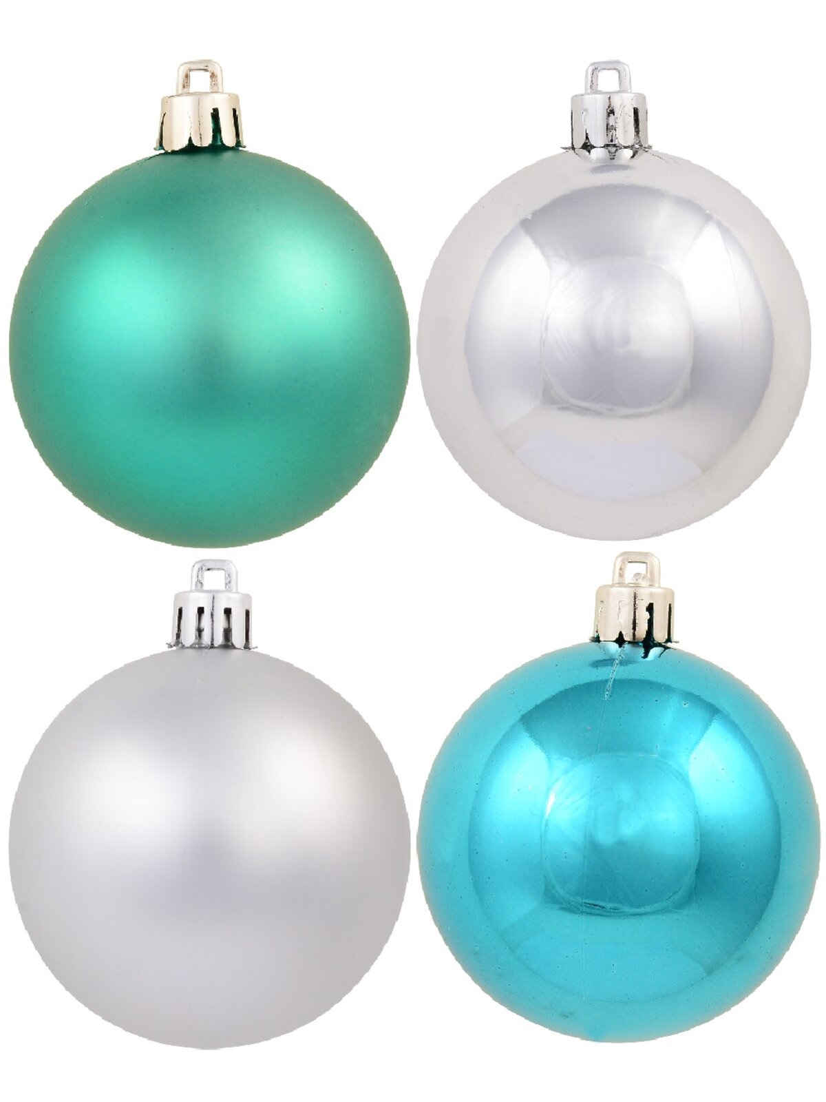 12x Timeless Turquoise Aqua & Silver Essential Matte & Shiny Ball Bauble | 60mm