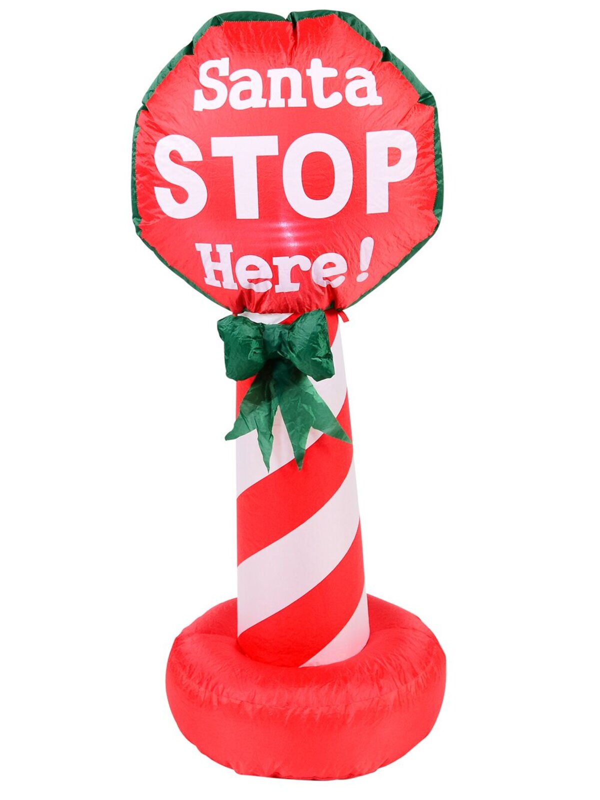1.3m Santa Stop Here! Sign With Bow Illuminated Christmas Inflatable