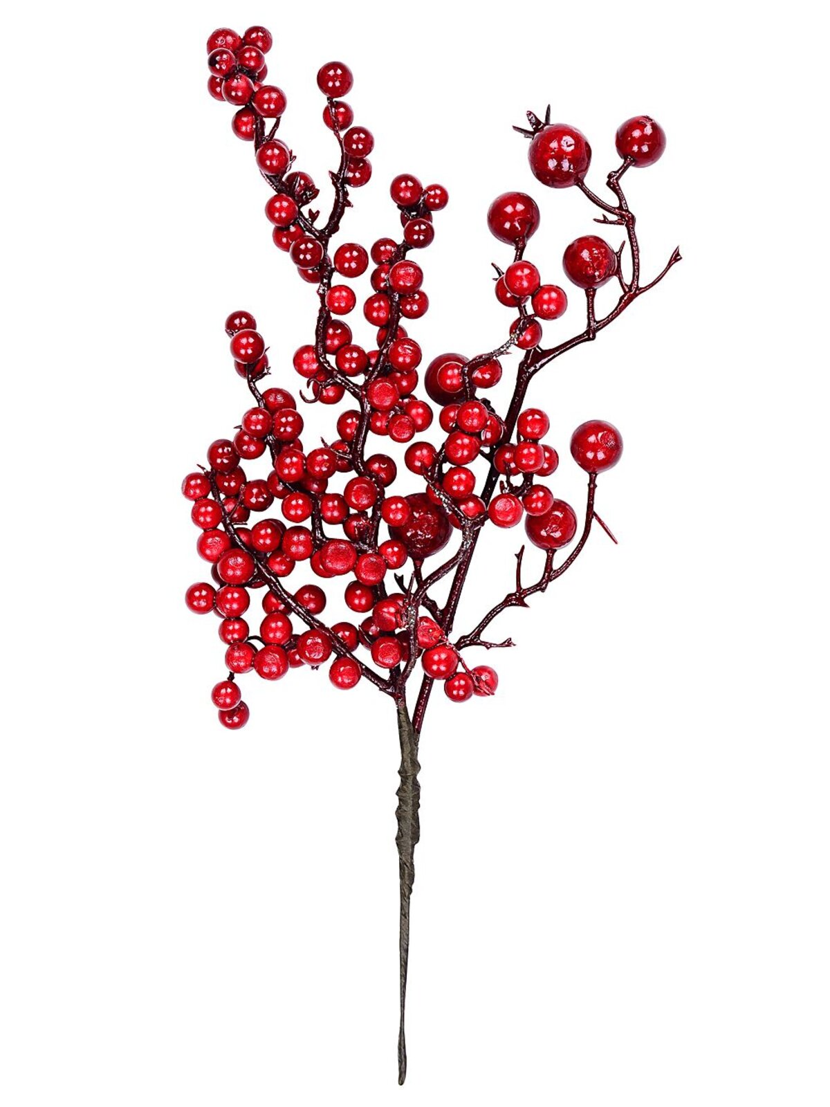 Deep Red Various Sized Berries Spray Christmas Tree Stem Pick | 14cm