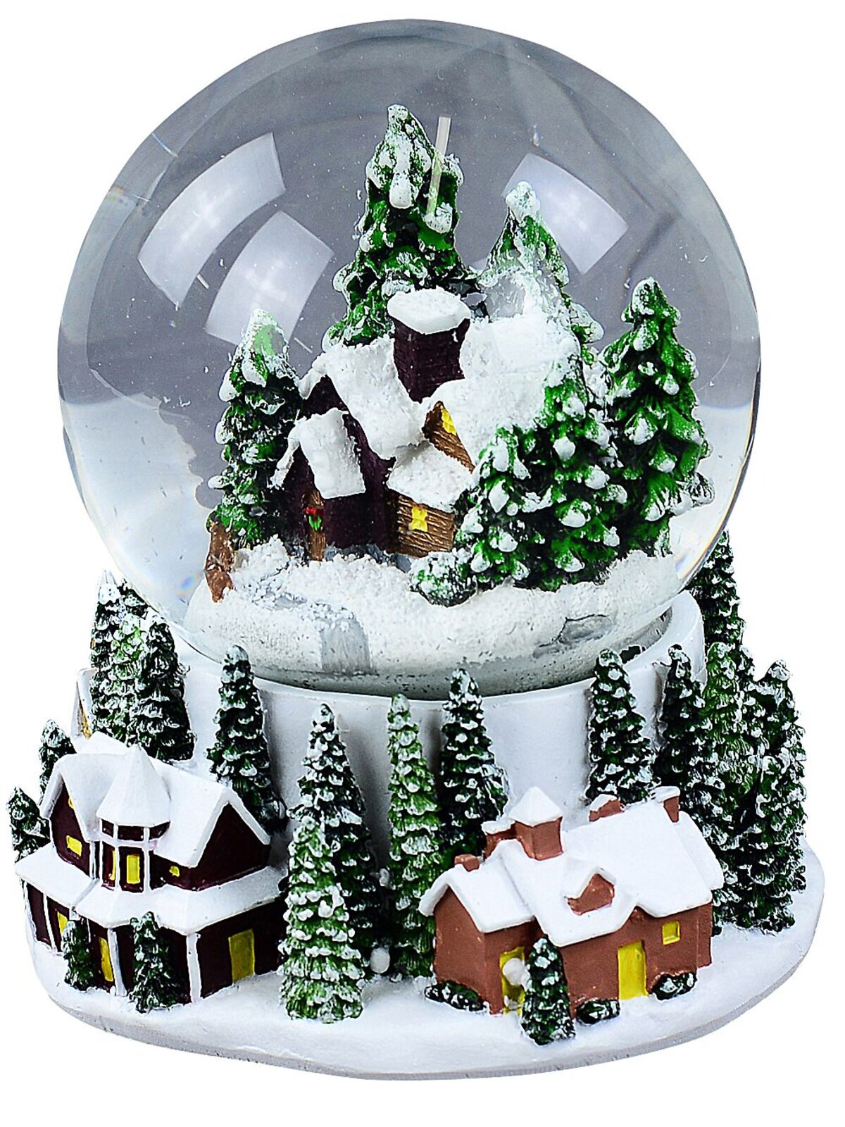 11cm Winter Town Scene With Music & Lights Waterball Snow Globe