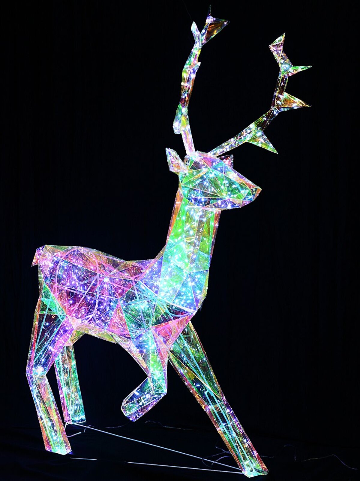 1.4m Outdoor 3D Iridescent & Holographic Standing Reindeer LED Light Display