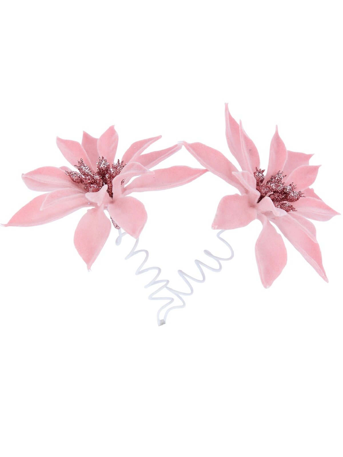 Dual Pink Mini Poinsettia Christmas Tree Clip Pick | 15cm