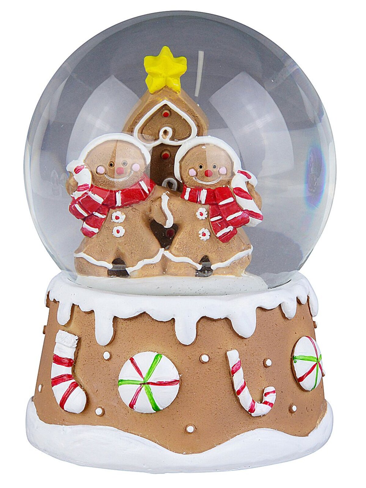 10cm Gingerbread Family Wind Up Musical Christmas Waterball Snow Globe