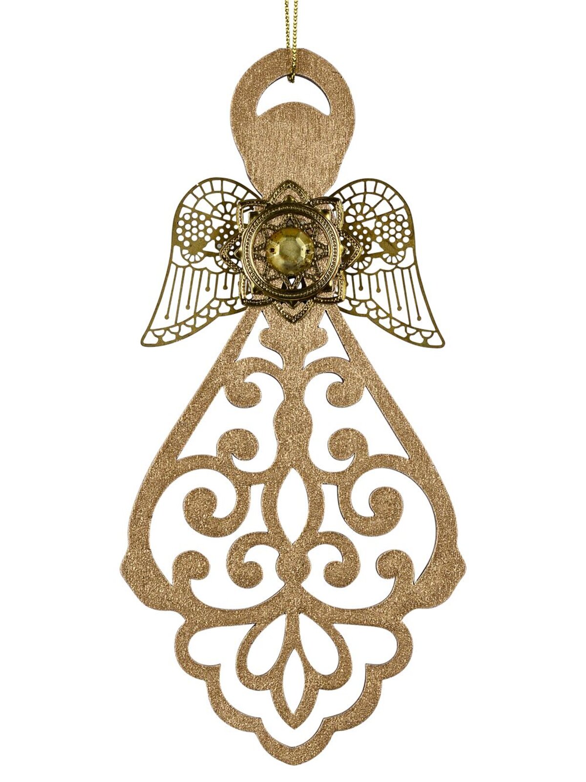15cm Gold Stylised Angel With Metal Wings Christmas Tree Ornament